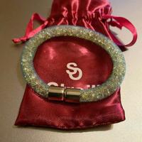 Bracciale Stroilin tubo di rete azzurro con strass