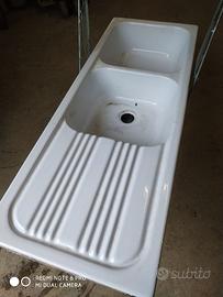 lavandino in ceramica 2 vasche e scolapiatti