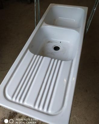 lavandino in ceramica 2 vasche e scolapiatti