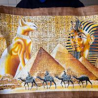 PAPIRO EGIZIO autentico (93x62 cm) e PORTAROTOLO.