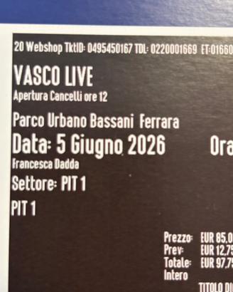 biglietto vasco