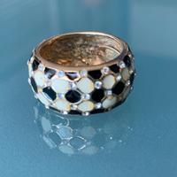 Anello bianco e nero - argento e smalto