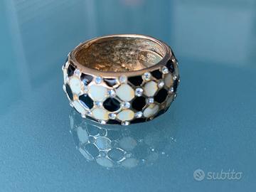 Anello bianco e nero - argento e smalto