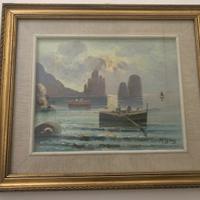 scena di pescatori con barche