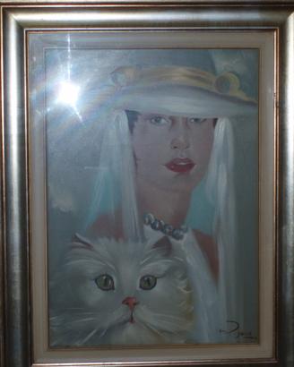 Donna con cappello e gatto