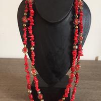 Originale Collana Corallo Cristalli di Rocca e Arg