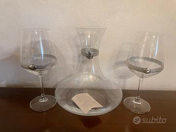 Decanter  in argento 2 calici marchio De Santis