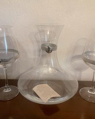 Decanter  in argento 2 calici marchio De Santis