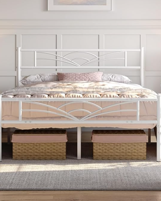 Struttura Letto 140x200 Ferro Battuto Bianco