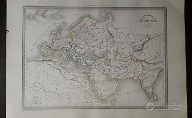 Carta geografica di metà Ottocento 