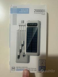Power Bank 30000 mAh Solare con Cavi integrati