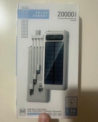Power Bank 30000 mAh Solare con Cavi integrati