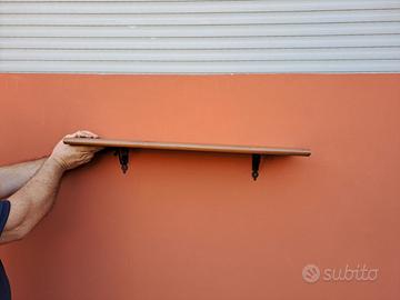 DUE MENSOLE IN LEGNO CON STAFFE IN FERRO ARTISTICO