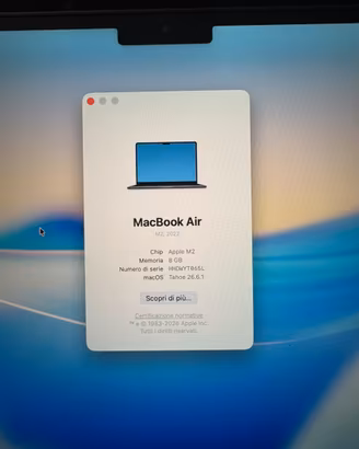 MacBook Air M2 13,6" 8/256GB - (97% Batteria)