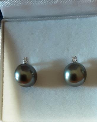 Orecchini oro 18kt con perle di Tahiti e diamanti