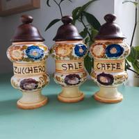 3 barattoli da cucina vintage - Ceramica floreale