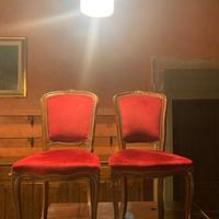 Sedia barocca legno noce velluto rosso