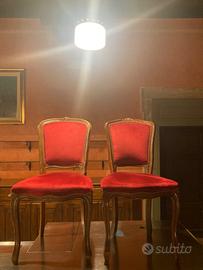 Sedia barocca legno noce velluto rosso