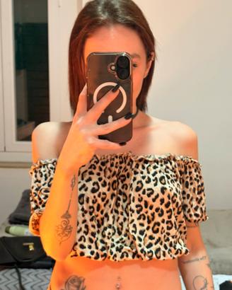 Top leopardato off-shoulder H&M – nuovo, mai usato