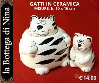 Coppia di Gatti in ceramica porta oggetti