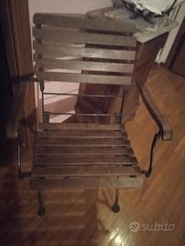 sedia in legno e ferro battuto 