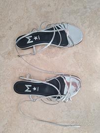 Sandali Flat Metallizzati Argento Marella