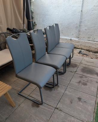 Set 4 Sedie Moderne a Sbalzo grigie (segni usura) 
