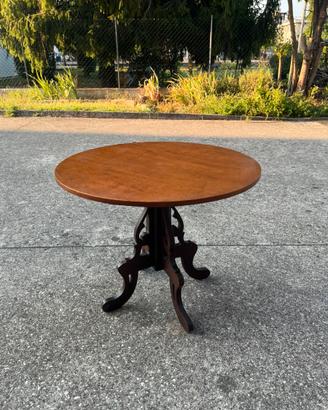 Tavolino Rotondo Stile Vintage Legno