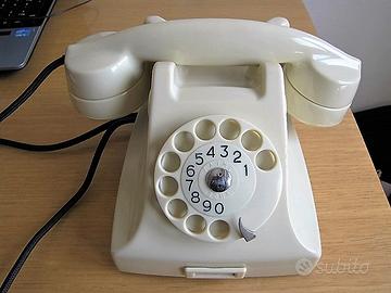 Telefono a disco in bachelite bianco