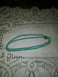Collana  doppia turchese intagliata via guizza