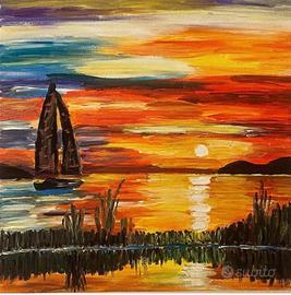 Quadro dipinto a mano mare