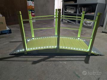 Ponte di legno verde con luci fatto a mano  115cm