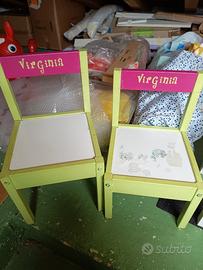 6 mini sedie bambini in legno 