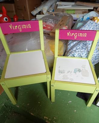 6 mini sedie bambini in legno 