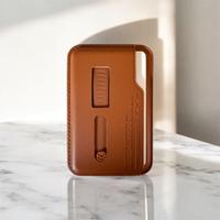 portacarte magsafe marrone in stile pelle, slim