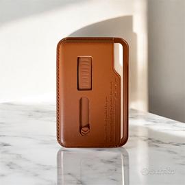 portacarte magsafe marrone in stile pelle, slim