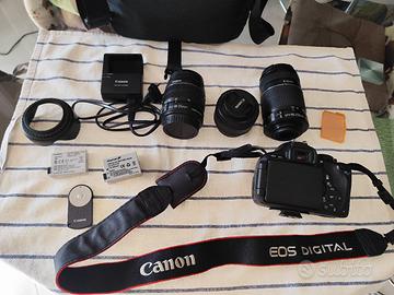 fotocamera Canon EOS 600d + 3 obiettivi + varie