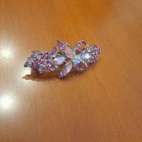 Fermaglio per capelli con brillantini rosa e bianc