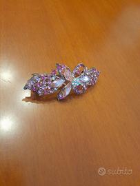 Fermaglio per capelli con brillantini rosa e bianc