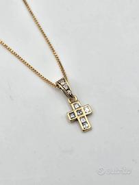 CIONDOLO CROCE ORO DIAMANTI