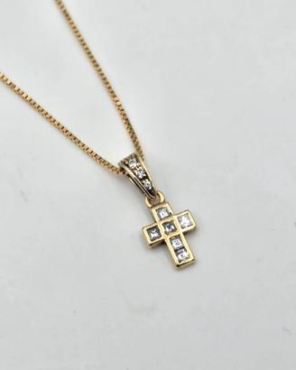 CIONDOLO CROCE ORO DIAMANTI