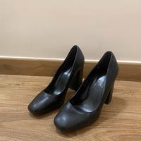 Scarpe tacco 10 nero fucsia punta quadrata