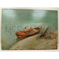 QUADRO AD OLIO SU TAVOLETTA GINO TILI BARCA 25 X 3