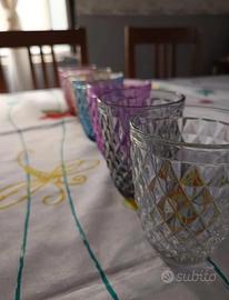 set servizio di bicchieri in vetro colorati 