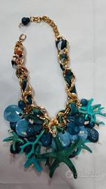 Collana Stelle Marine e conchiglie colore azzurro