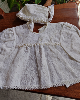 Completo battesimo pizzo/seta+porta enfant+coperta