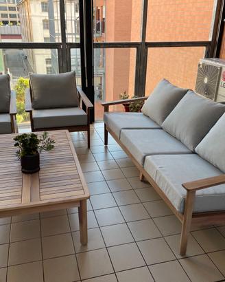 Salotto da giardino 5 posti in acacia