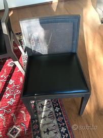 Sedia legno wengè, schiena intrecciata