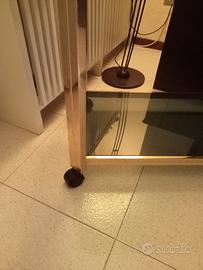 carrello da soggiorno in ottone e cristallo