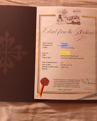 Patek Philippe Referenza 4224 Estratto di Registro